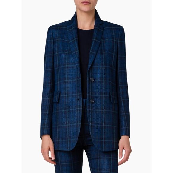 Akris Glenn Cotton-Silk Plaid Blazer Size 10 MSRP $3,990 - Picture 3 of 15